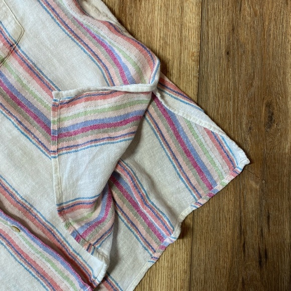 Rails Zuma Linen Blend Shirt in Havana Stripe Metallic Gold - Picture 8 of 9